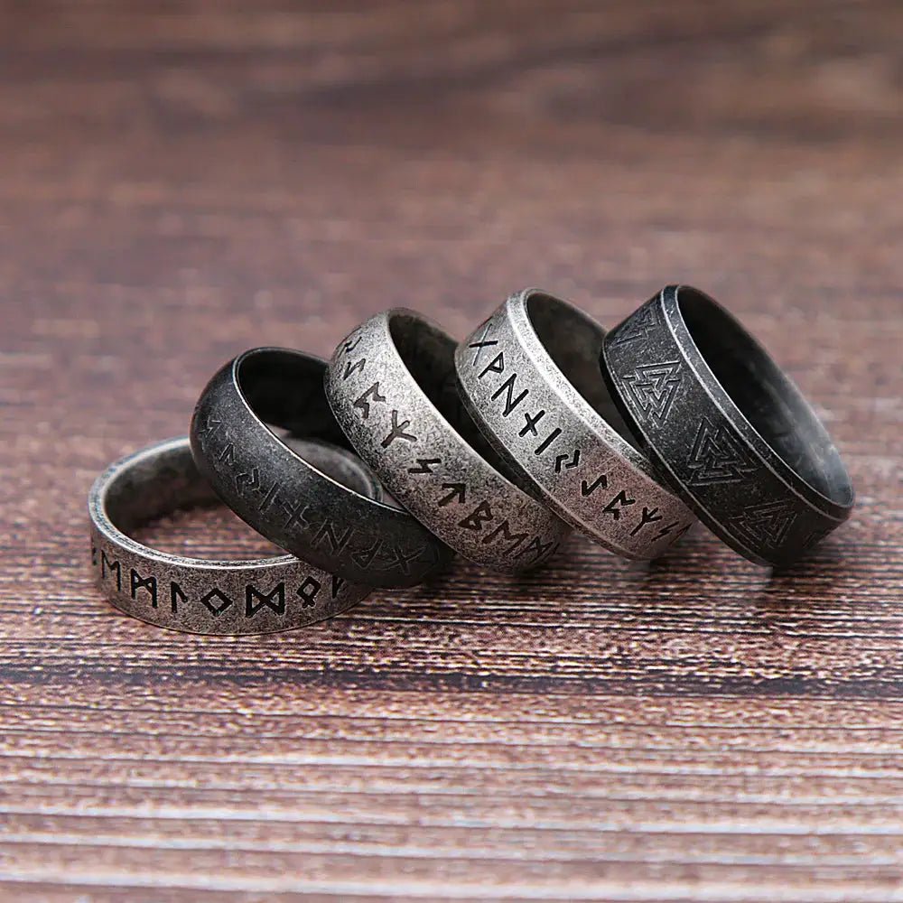 Fashion Retro Viking Rune Ring For Men And Women 316L Stainless Steel Odin Letter Ring Amulet Jewelry Gift Wholesale - Simples Market