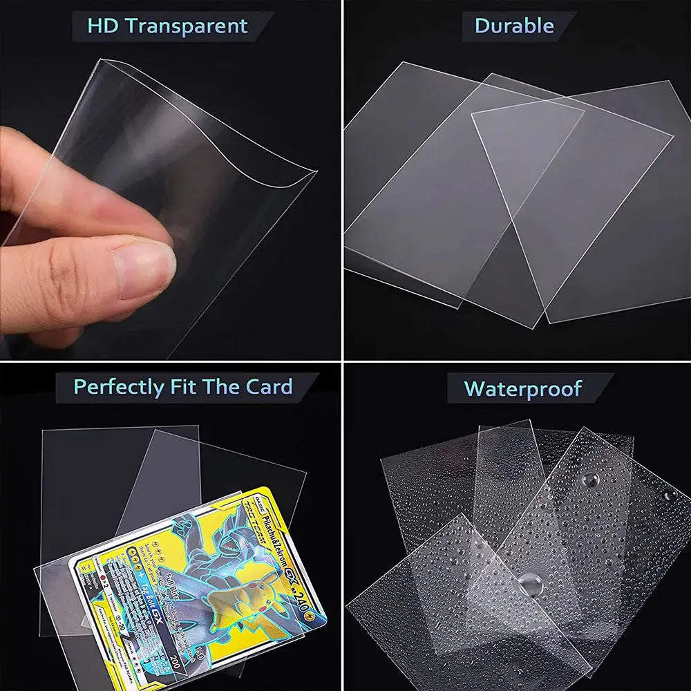 200 Pcs Transparent Card Sleeves Protector Clear Holders For Pokemon Cards Trading Cards IDs Photos Pouch Kit