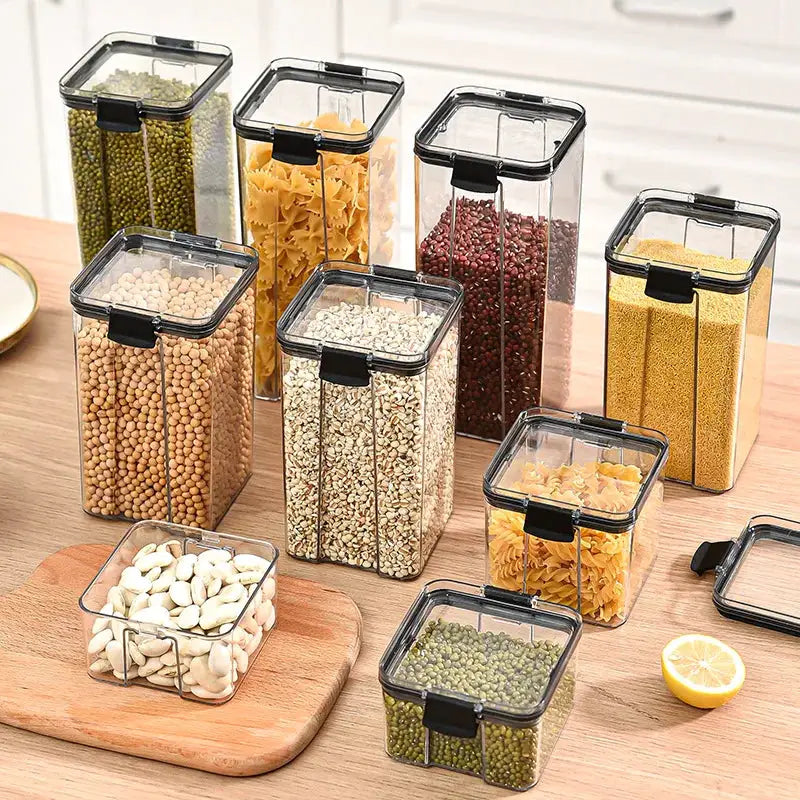 Sealed Jars Kitchen Storage Organizer Set Large Plastic Containers For Grains Spices Pantry Moisture Proof