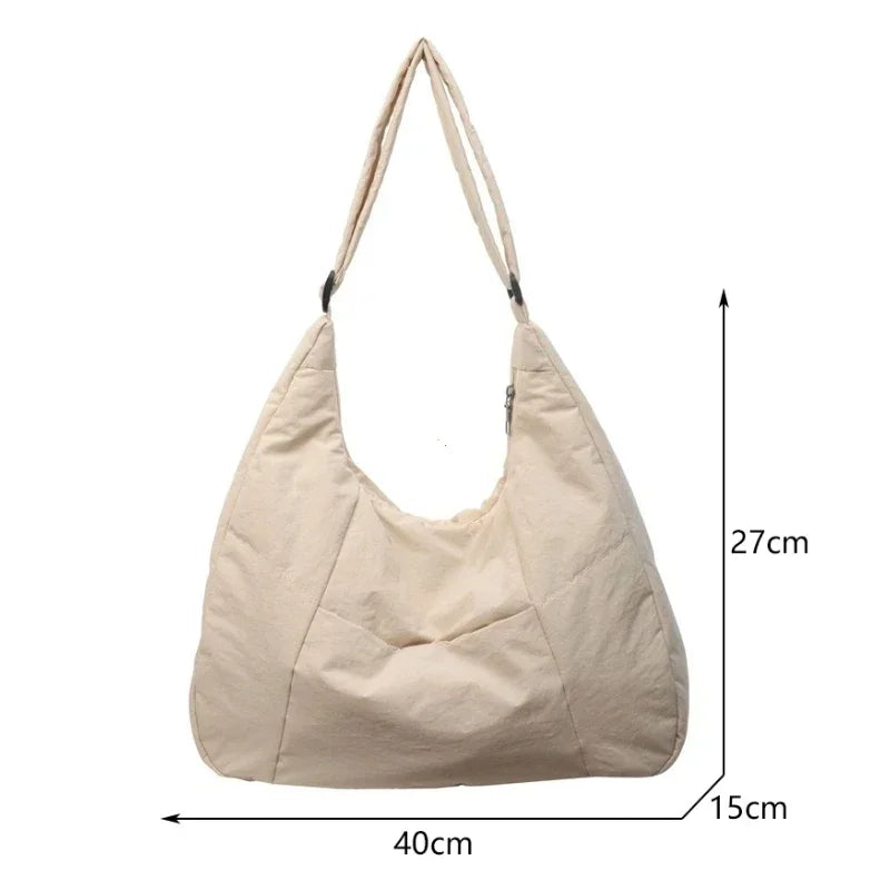 Simples Market beige soft-cloth shoulder bag, large tote with double straps