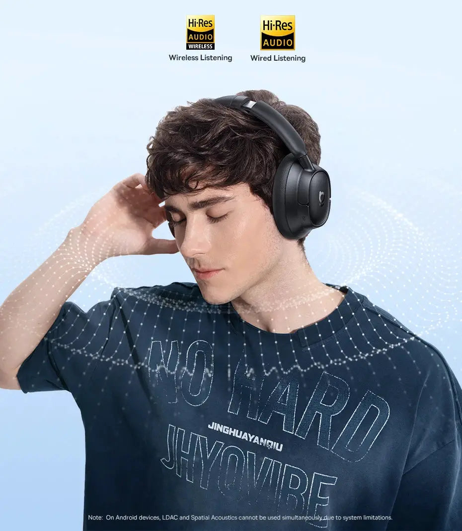 Baseus EH10 wireless over-ear headphones in black with adaptive noise cancelling and Hi-Res LDAC