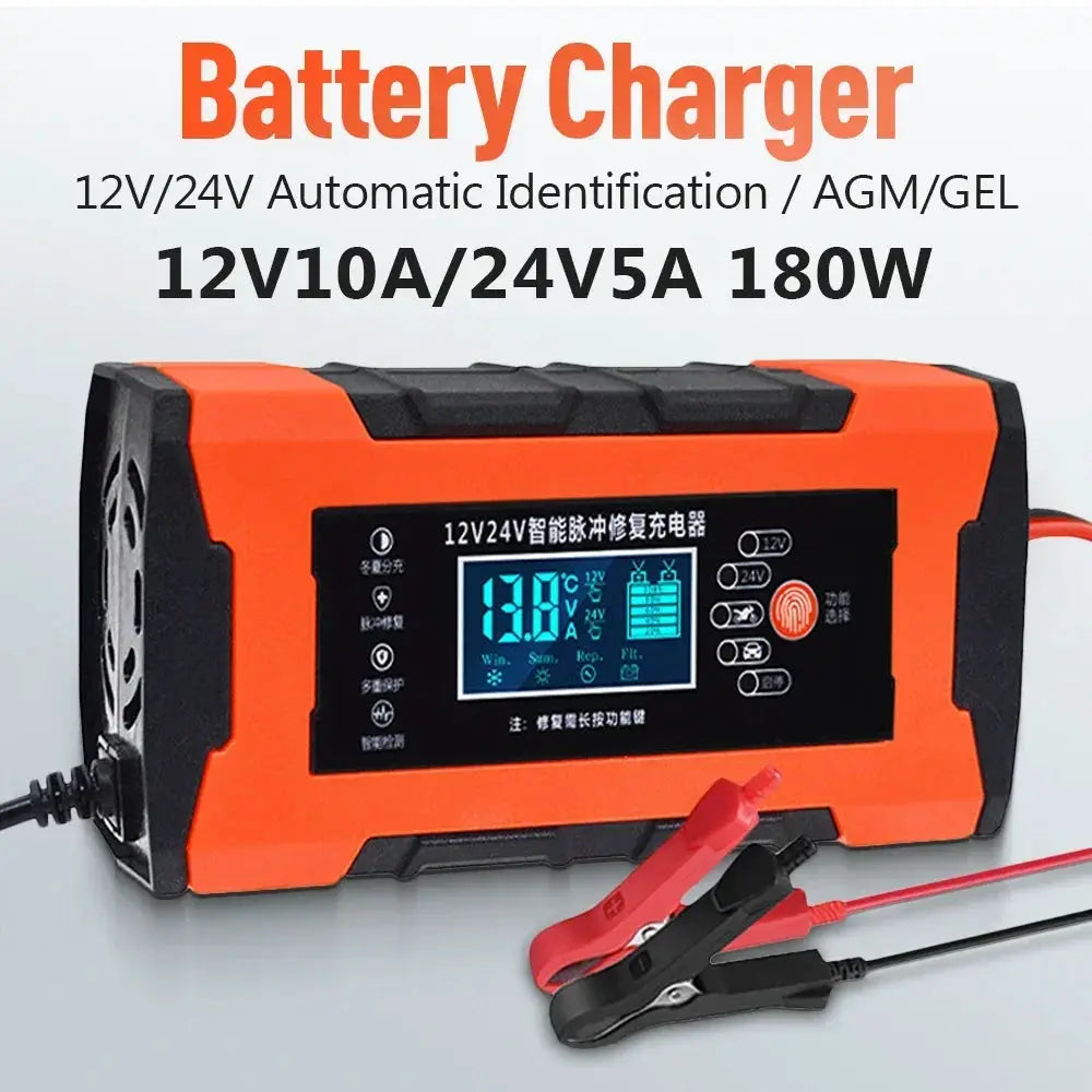 VoltGuard AutoCharge Pro Battery Charger For 12V And 24V Lead Acid Batteries With Digital Display And Pulse Repair