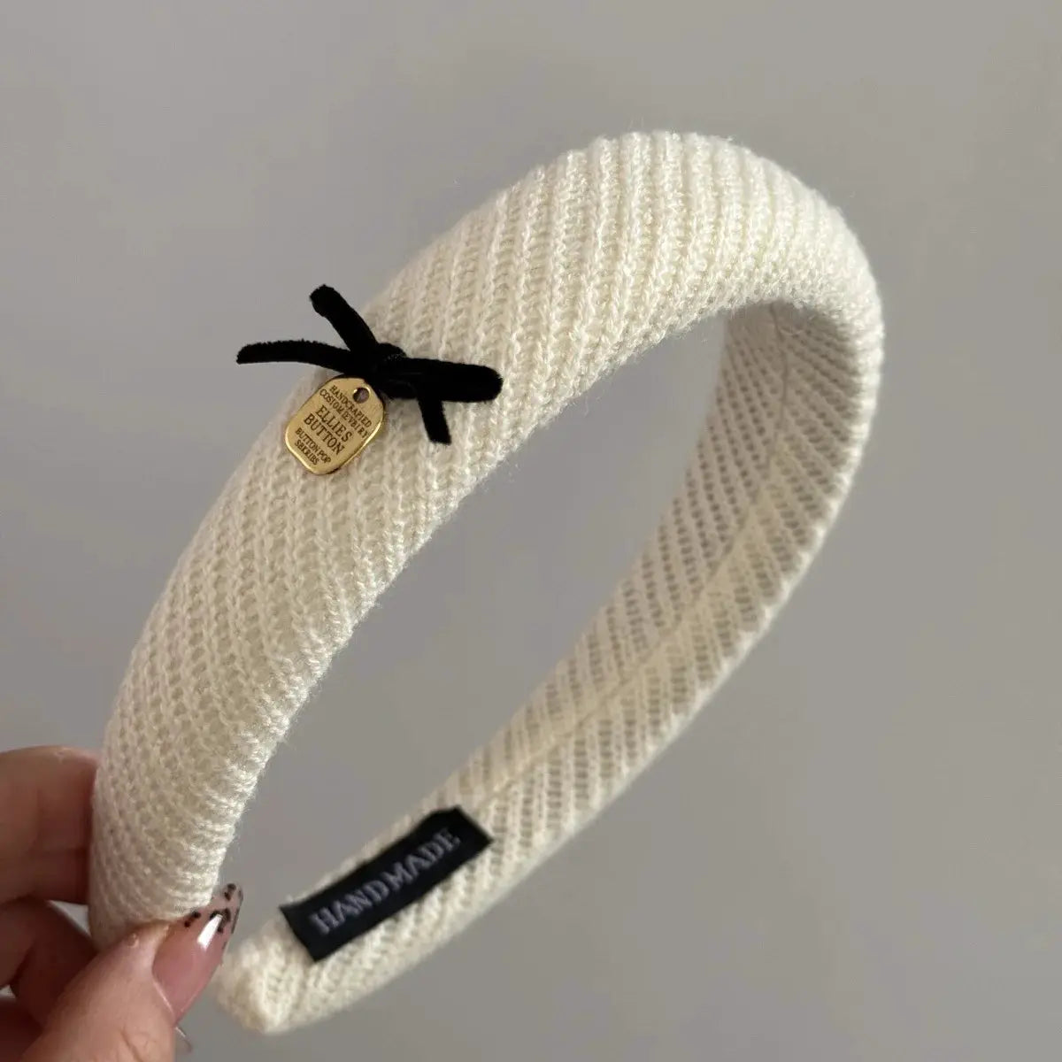 Gentle Brown Fabric Headband With Bow Featuring High Cranial Top And Cashmere Comfort For Daily Wear