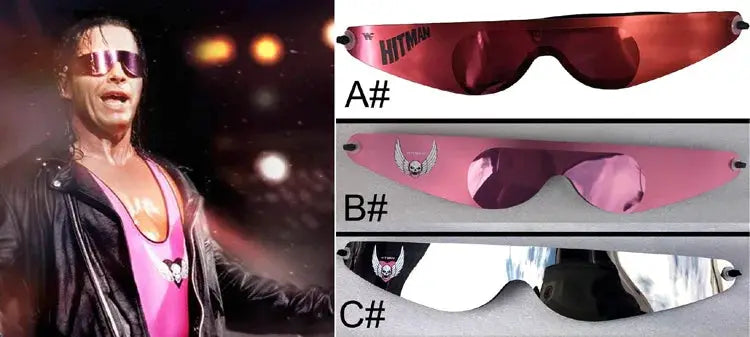Smoking Skull vest with pink logo; includes three sunglasses labeled A#, B#, C#