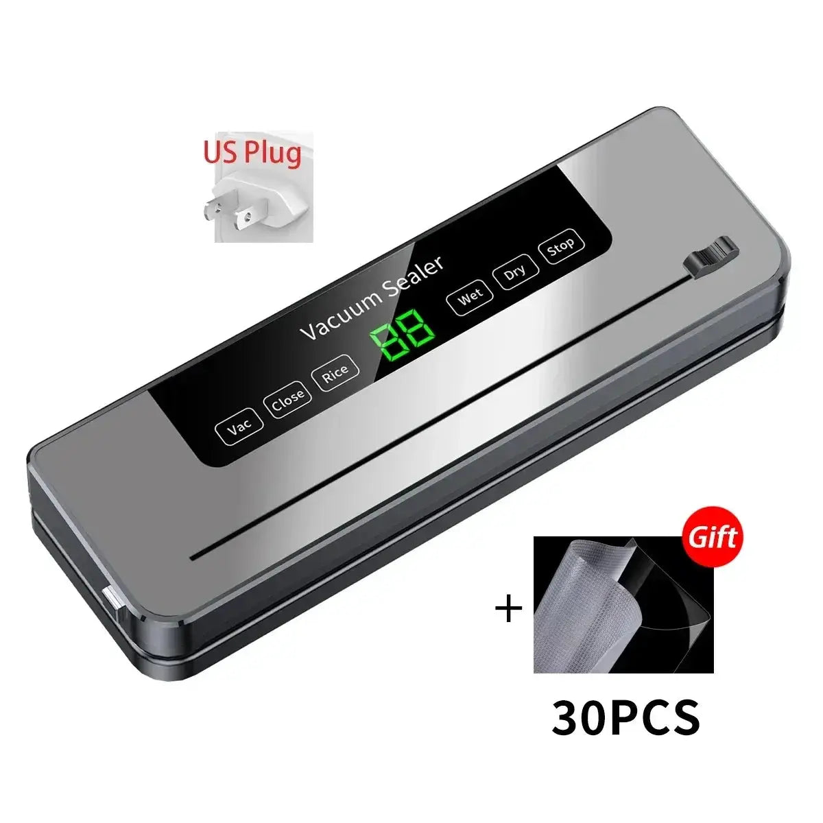 Electric Vacuum Sealer For Food Storage Dry And Wet Sealing With Touch Button Built In Cutter For Kitchen