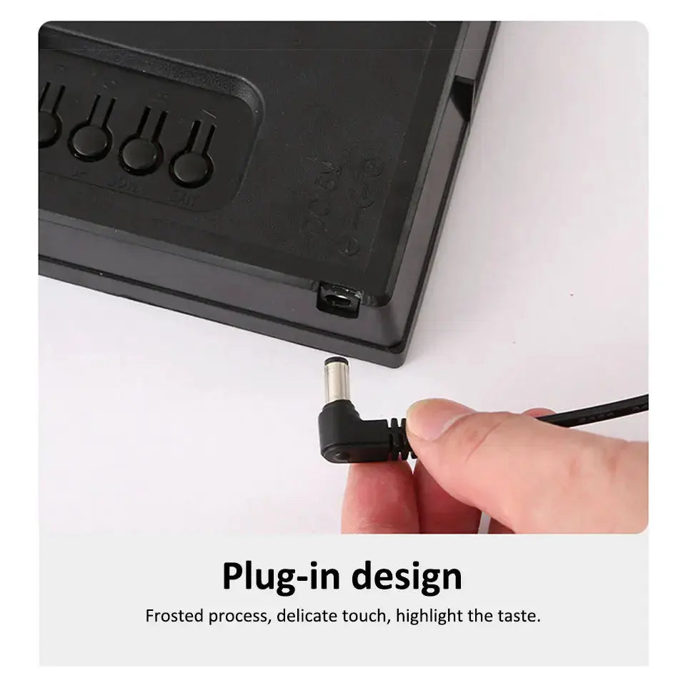 Digital LED wall clock by Simples Market, 14'' plug-in design, black finish with right-angle power connector