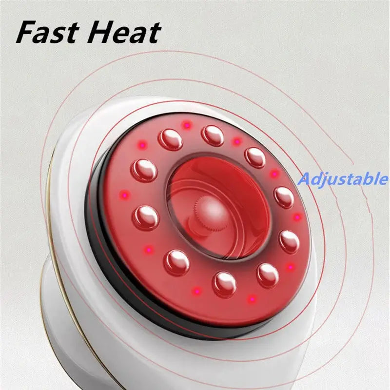 Electric cupping massage device with red heated suction cups and adjustable fast-heat for back, neck, and arms