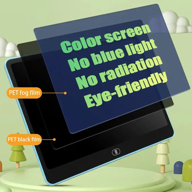 Simples Market 13/16-inch LCD drawing tablet writing board for kids, blue frame, PET film