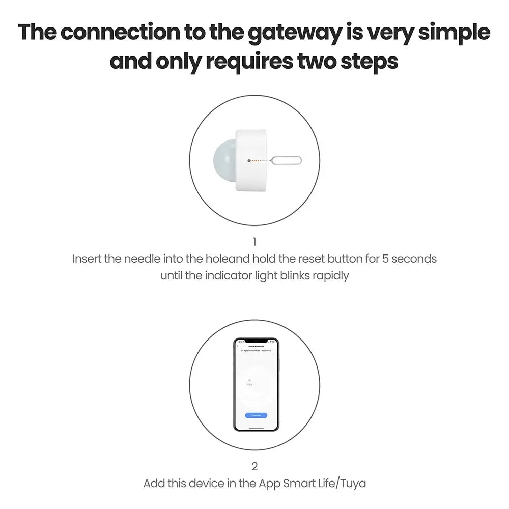 Simples Market Tuya 2-in-1 Zigbee PIR motion detector with bright lux light, white security sensor with app control
