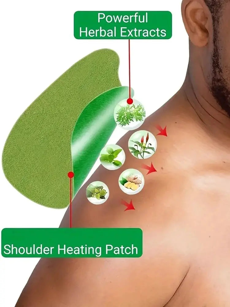 Shoulder heating patch in green with herbal extracts for targeted warmth