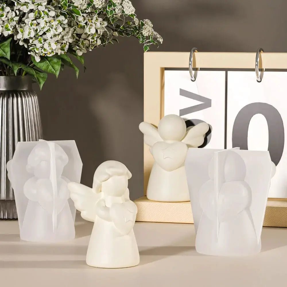 3D Heart Wings Angel Silicone Candle Mold for Gypsum Resin Soap Craft DIY Home Decor - Simples Market