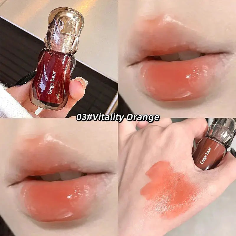 Gege Bear Crystal Gloss Lip Tint Autumn Winter Hydrating Formula Mirror Gloss Finish Youthful Plumping Effect