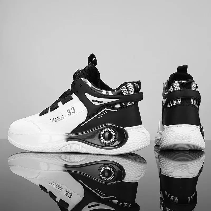 Mens Sneakers With Rotating Buckle Non Slip Lace Up Durable Shoes For Outdoor Activities