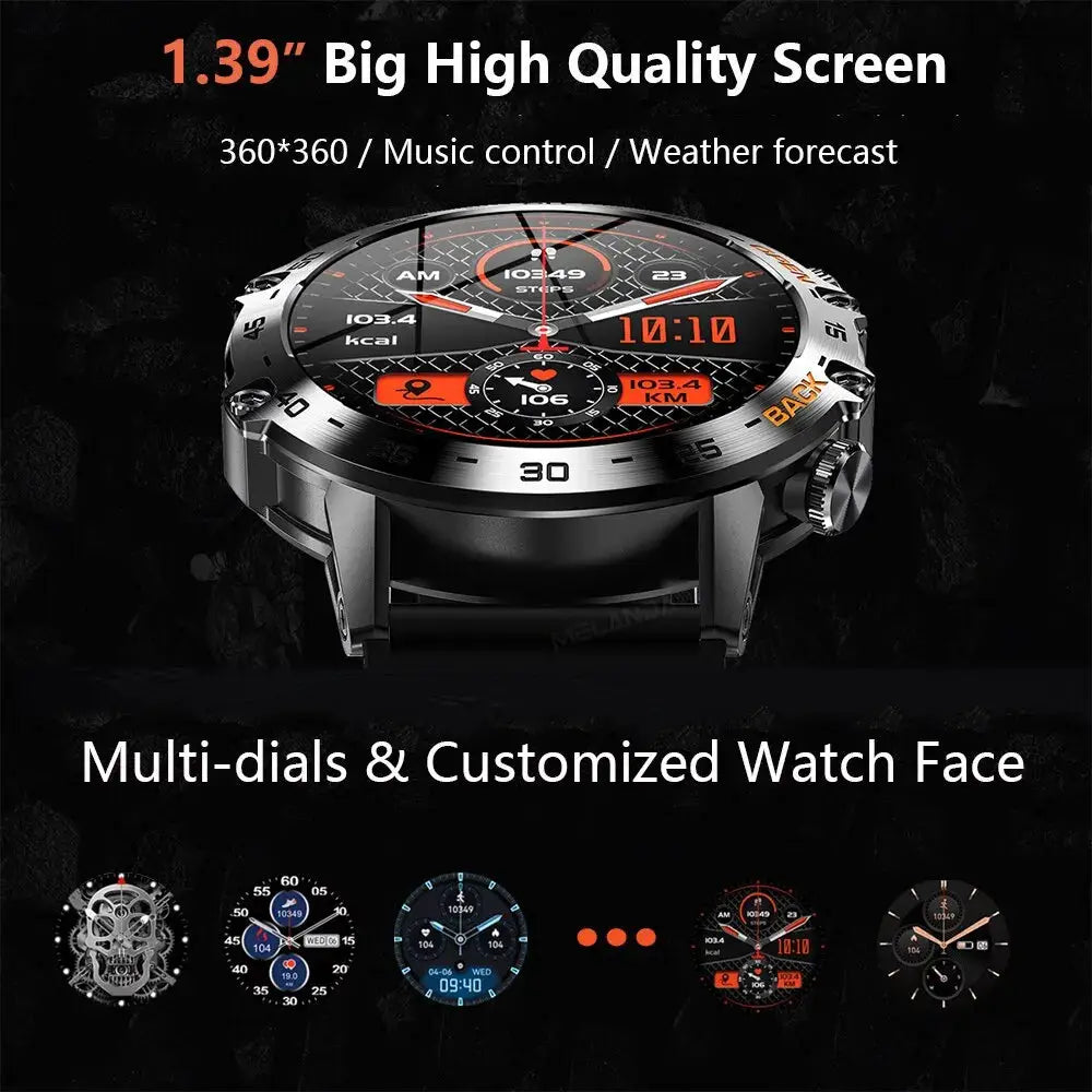 Mevaden Steel 1.39 Bluetooth Call Smart Watch MD52 IP67 Waterproof Fitness Tracker For Android iOS