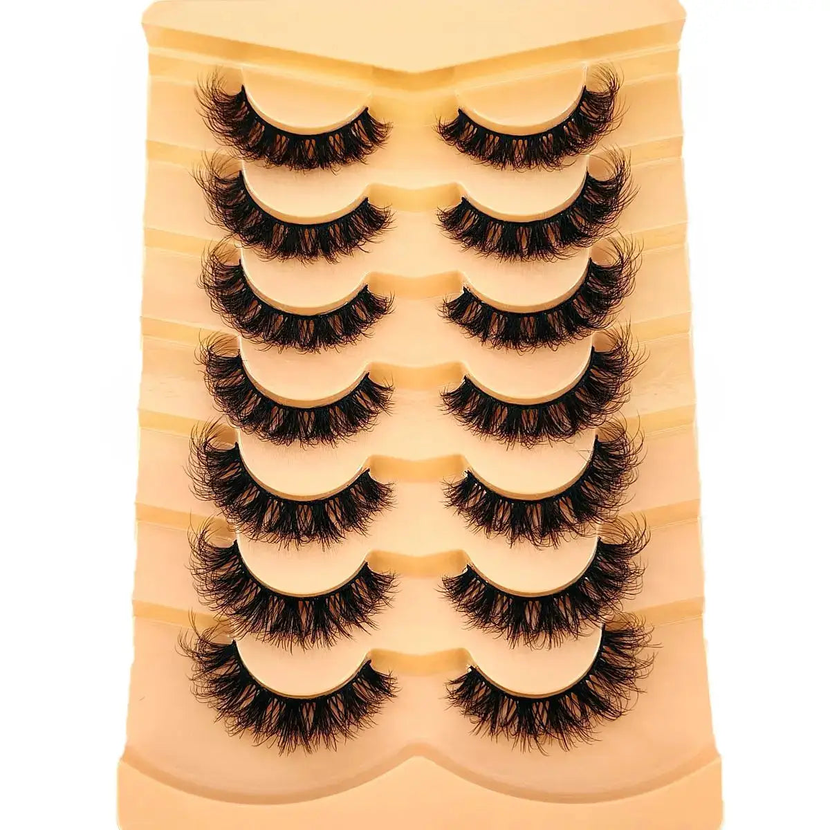 HBZGTLAD 7 Pair Faux Mink Lashes Fluffy Natural Look False Eyelashes Volume Wispy Crossed Thick Fox Eye Cat Eye