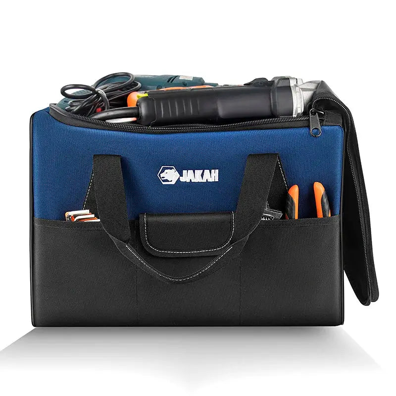 Heavy Duty Polyester Tool Bag by Simples Market, blue top with black base, handles and tools inside