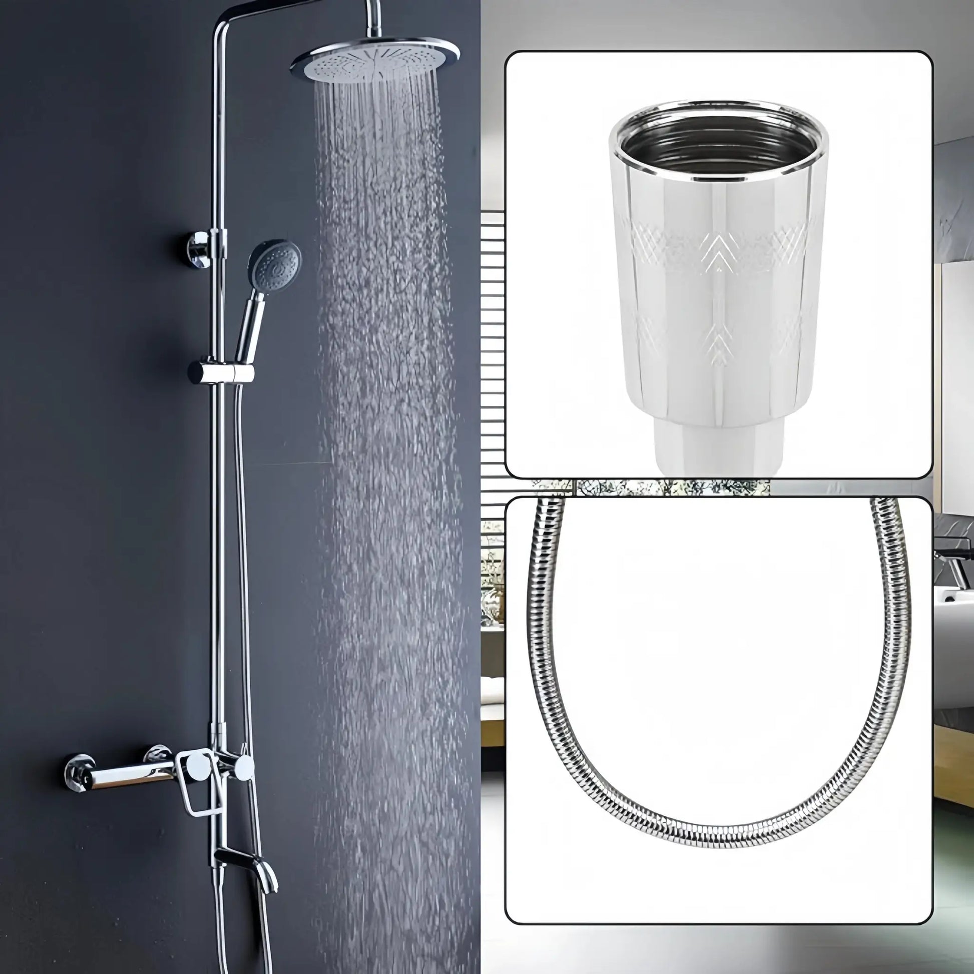 Simples Market stainless steel shower hose, anti-kink, leak-proof, high-pressure, universal G 1/2 connection