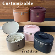VoyageLux PU Leather Cosmetic Box With Internal Organizer Large Capacity Travel Makeup Bag With Customizable Names