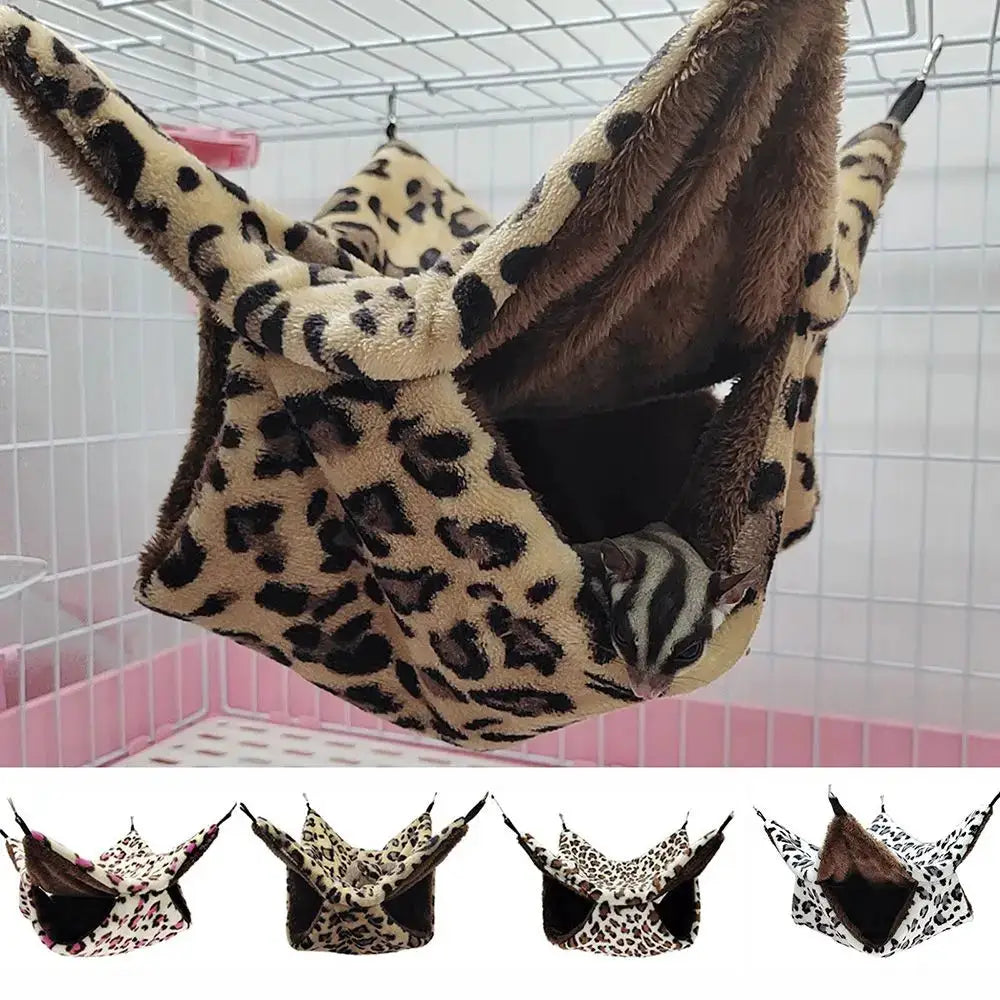 Hamster hammock set of 5 plush double-layer sleeping nests in various prints for small animals, hanging cage houses