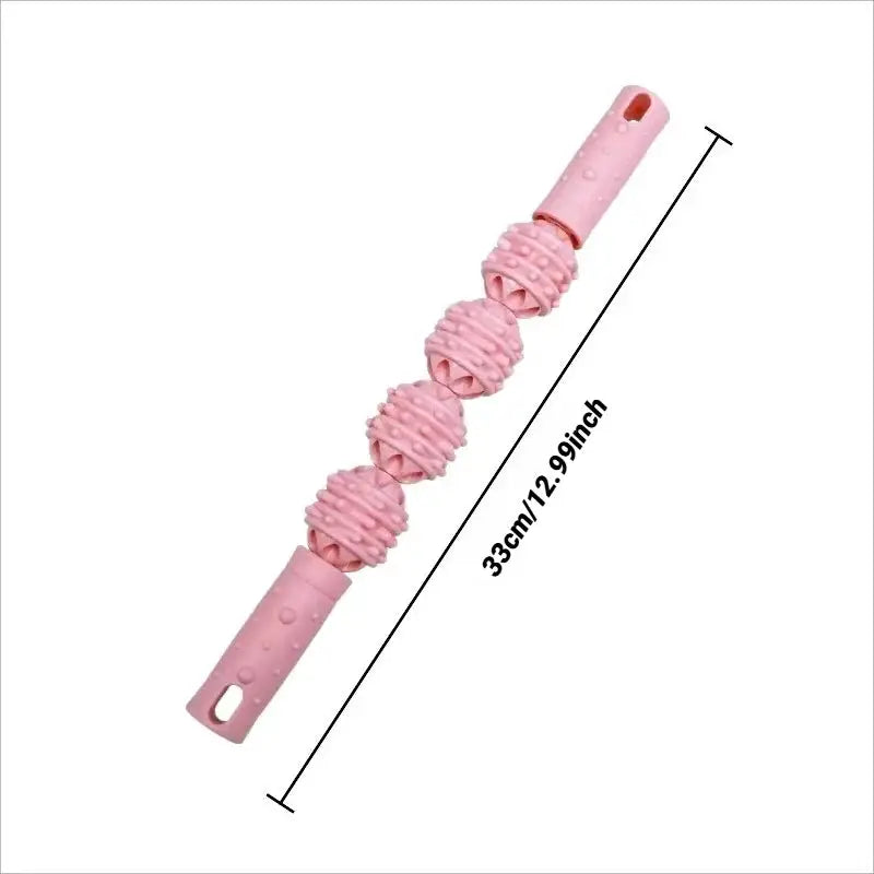 4 Ball Roller Muscle Massage Stick Wolf Tooth Fascia Tool For Calves Thighs Quadriceps Arms Forearms Recovery Fitness