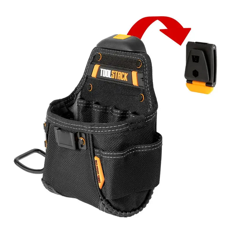 TOOLSTACK mini utility toolkit waist pouch in black Oxford fabric with orange accents