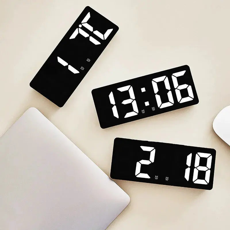 Simples Market acrylic mirror digital alarm clocks, set of 3 with large white LED digits