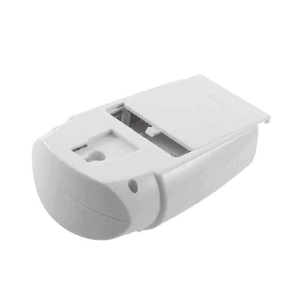 Wireless motion sensor alarm unit, white plastic housing with open lid