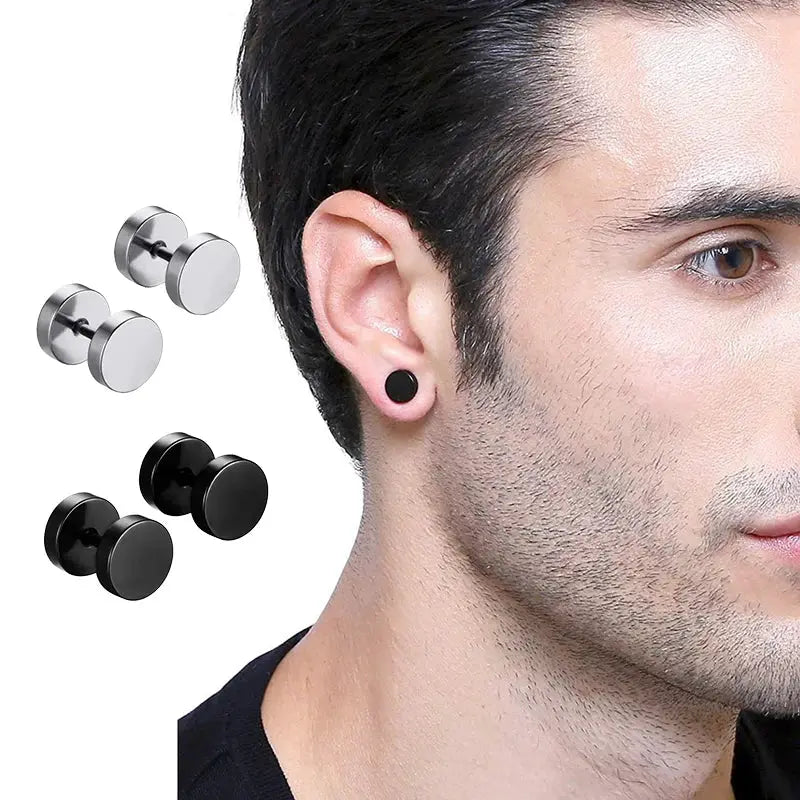 Stainless Steel Round Circle Stud Earrings One Pair for Men and Women Screw Back Closure Durable Fade Resistant Jewelry