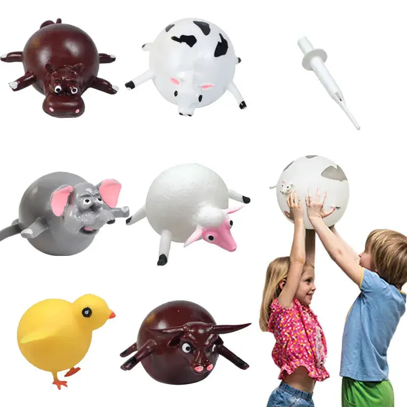 Set Of 3 Kids Dinosaur Inflatable Vent Balls Squeeze Fidget Toys Soft Balloons For Party Games And Gifts
