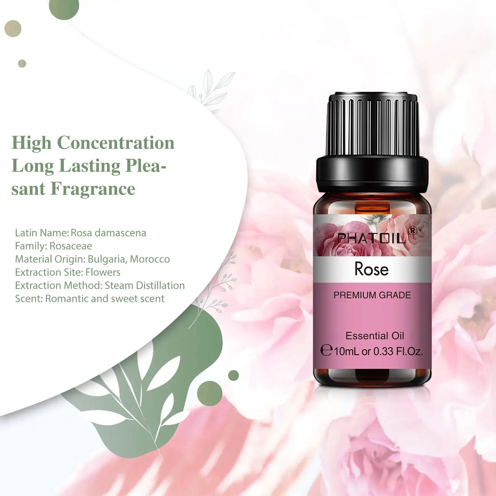 PHATOIL 10ml Natural Plant Essential Oil Eucalyptus Lavender Bergamot Vanilla Peppermint For Diffuser