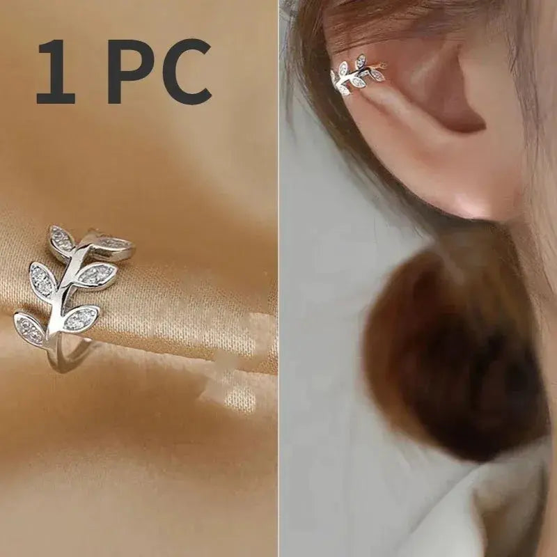 Cute Metal Leaf Earcuff Clip On Earring For Women And Girls No Piercing Cartilage Earring