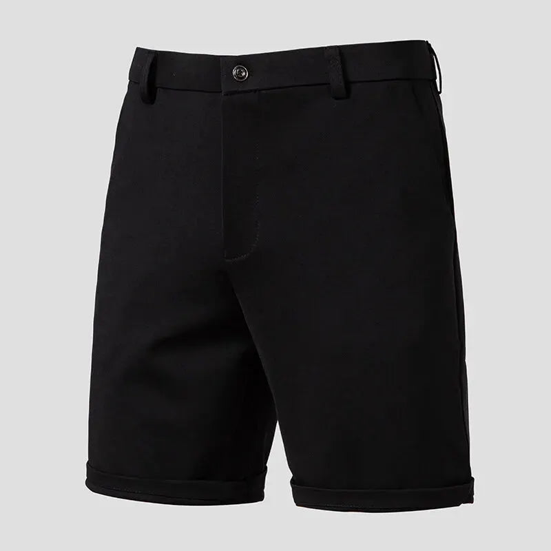 Men's stretch Bermuda shorts, black, lightweight quick-dry fabric for golf and travel
