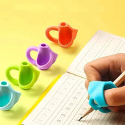 Silicone three-finger pencil grips by Simples Market, 5-piece set in blue, teal, green, purple, orange