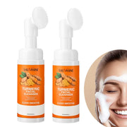 Turmeric Facial Cleanser With Lemon Extract And Niacinamide Daily Foaming Face Wash With Brush For Brightening Skin