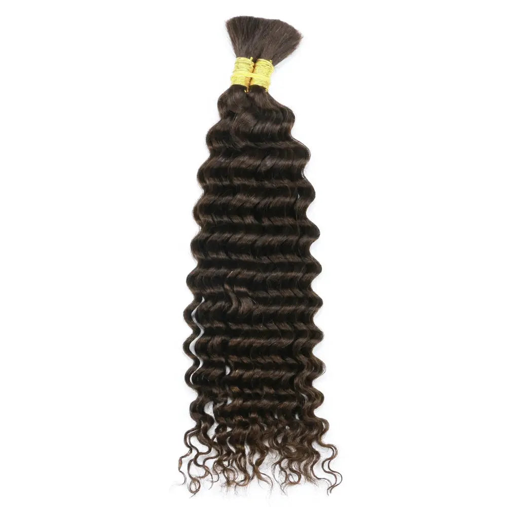 Deep wave braiding hair bulk bundle, no weft, dark brown Brazilian virgin human hair by Simples Market
