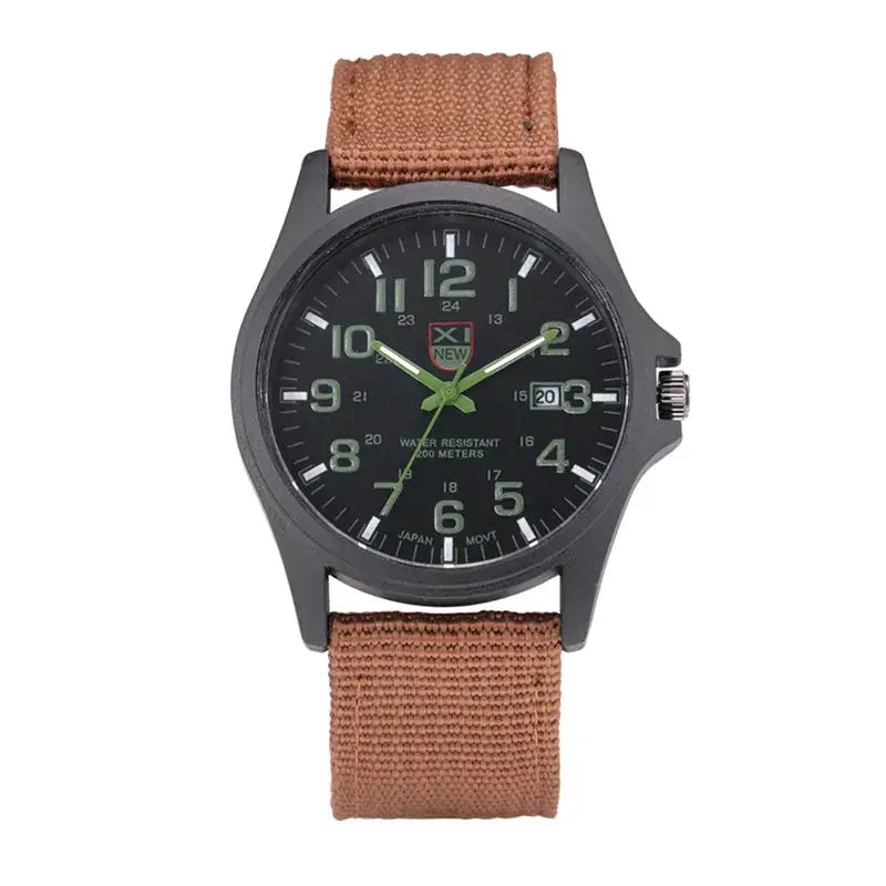 XINEW Mens Nylon Band Quartz Sports Watch With Date Display Casual Everyday Timepiece