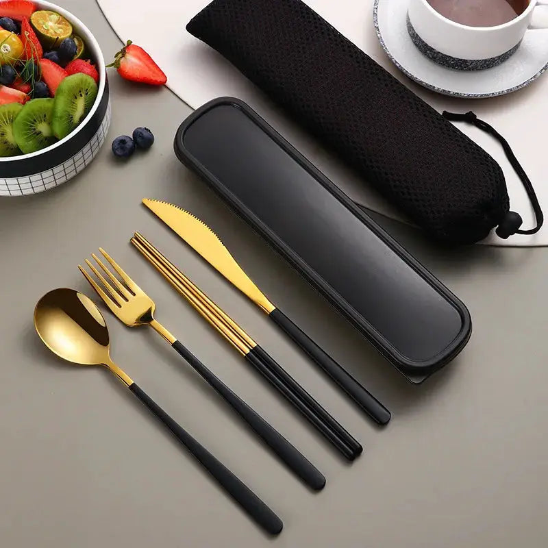 Equi 304 Stainless Steel Tableware Set Durable Rust Resistant Portable Cutlery With Ergonomic Handles And Box