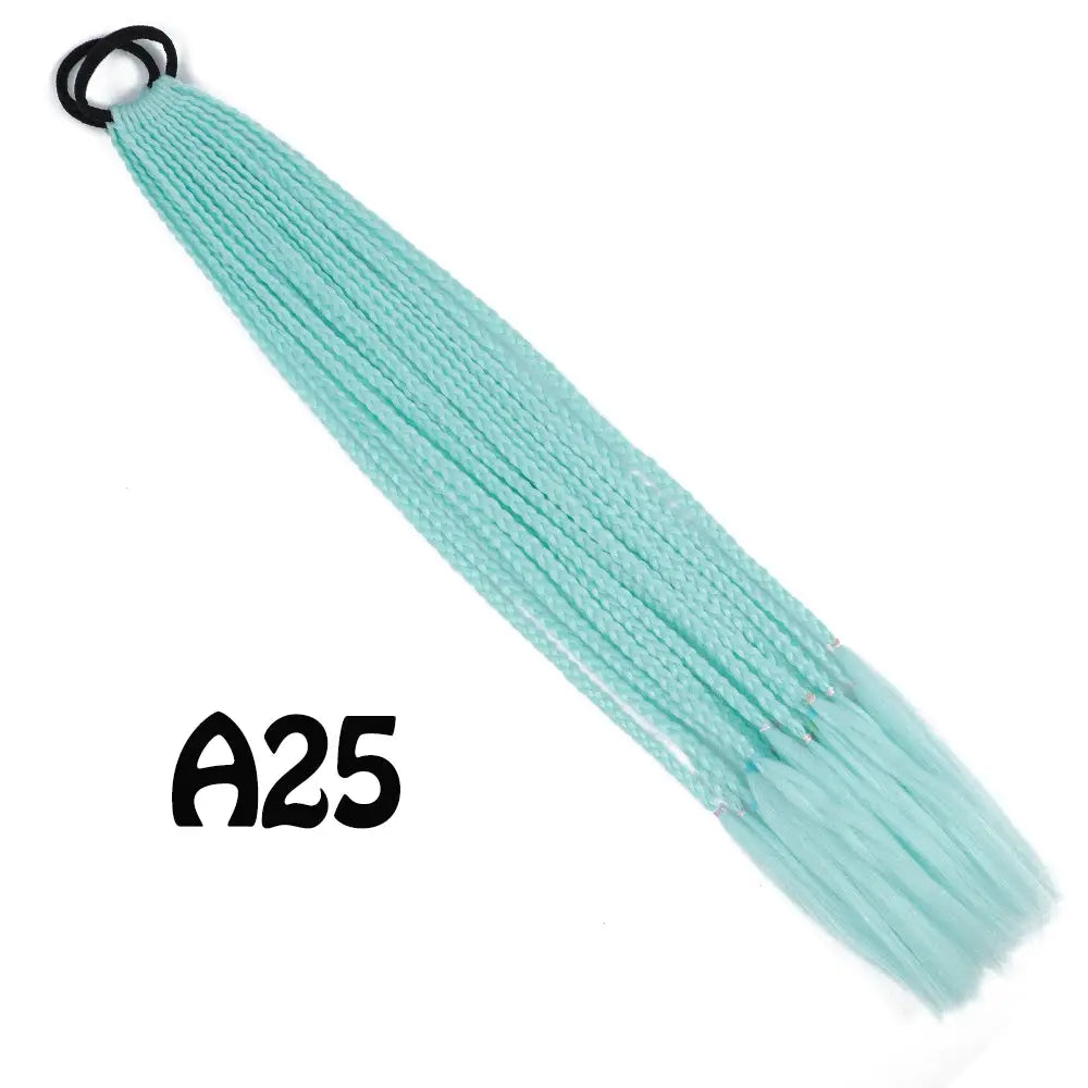 Simples Market synthetic teal gradient braided ponytail extension with elastic band, 24 inches