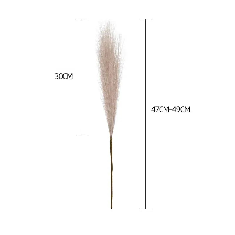 Artificial reed bouquet stem for Bohemian home decor; beige fluffy top, 47–49 cm tall
