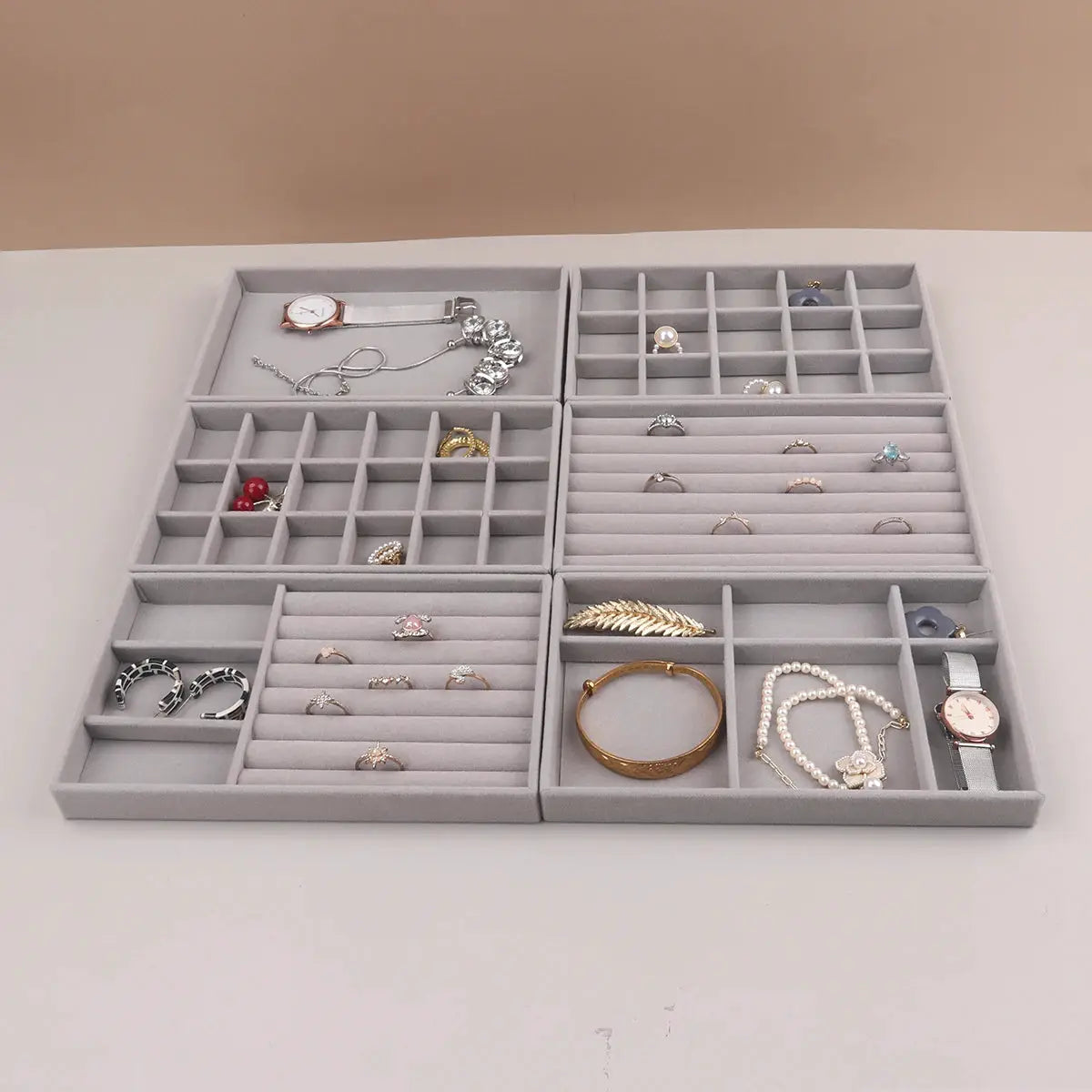 Velvet Jewelry Display Stackable Organizer Box For Rings Earrings Necklaces Portable Case