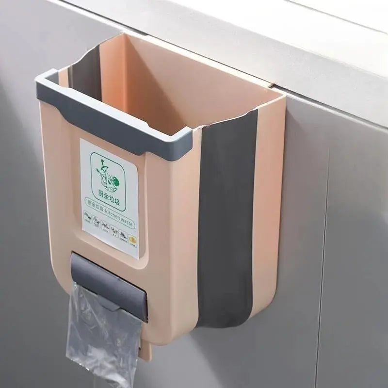 Folding Trash Can Kitchen Wall Mounted And Cabinet Door Mounted Space Saving Trash Bin For Kitchen And Vehicle