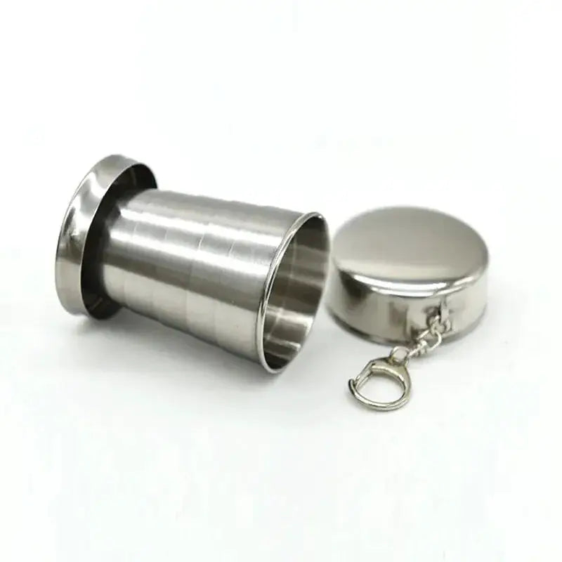 Simples Market stainless steel telescoping camping cup set with lid and keychain