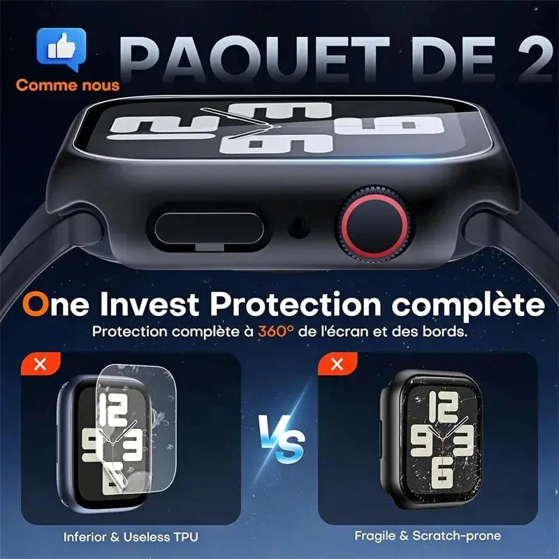 Glass+Cover For Apple Watch case 44mm 40mm 41 42 45 mm 49mm 46mm Screen Protector iWatch series Ultra 10 9 8 7 6 SE 5 Accessorie