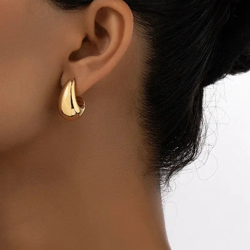 Vintage Chunky Dome Drop Earrings For Women Gold Plated Stainless Steel Teardrop Statement Wedding Jewelry Gifts