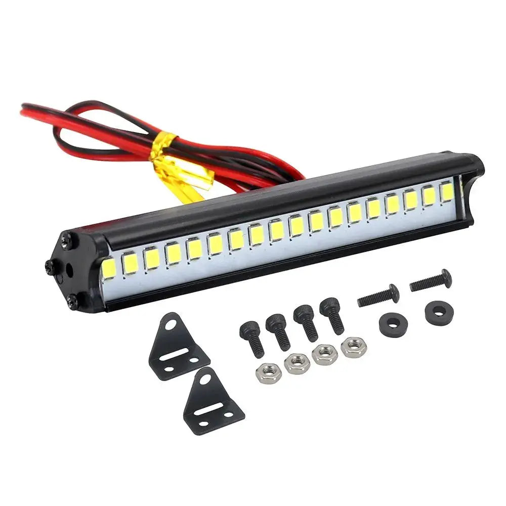 RC Car Roof LED Light Bar 53 to 149 mm Adjustable for One Tenth and One Eighth Scale Crawlers Fits TRX4 And SCX10