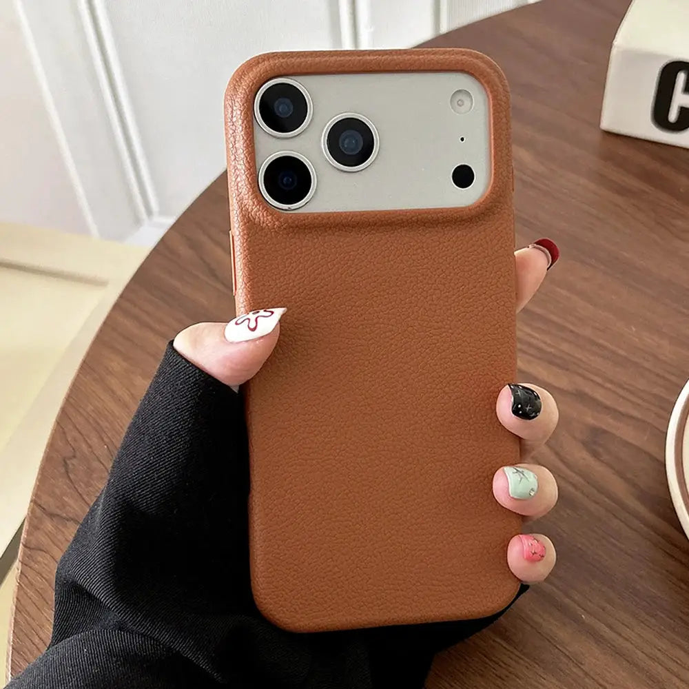 PrestigeCase Luxury Leather Texture Phone Case for iPhone 17 Pro Max and Other Models Soft TPU Shockproof Cover