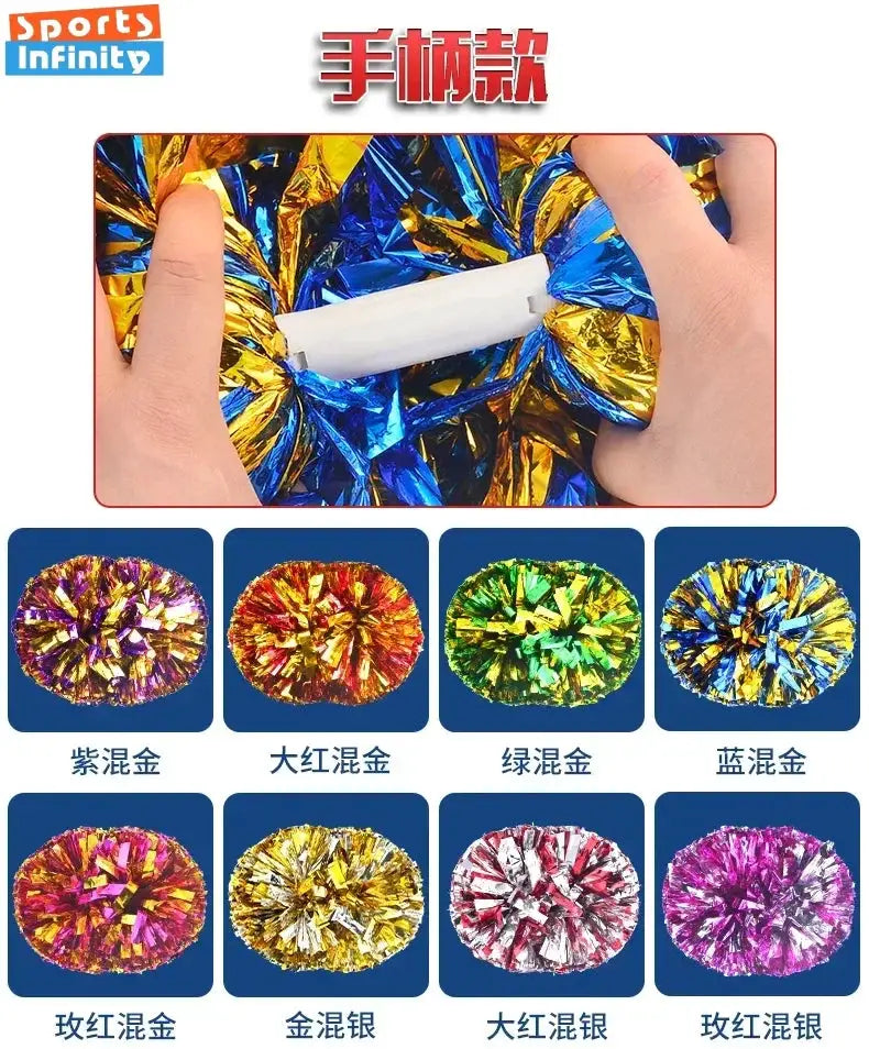 Large Cheerleading Pom Poms With Handle Cheer Balls Big Gold Silver Red Yellow Blue For Women And Kids Accessories