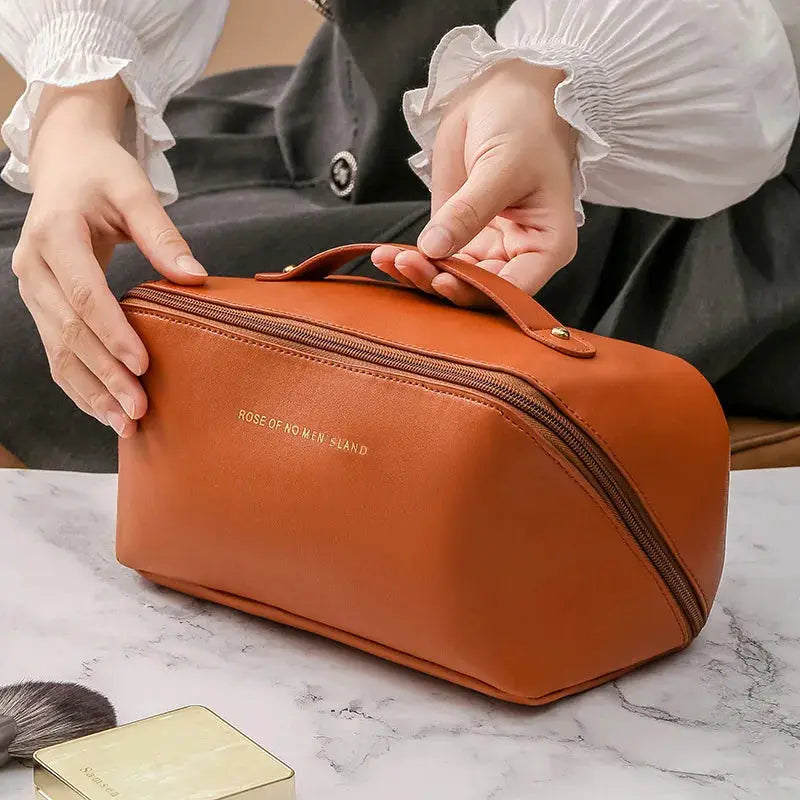 LuxeCase Cosmetics Storage Bag Waterproof Exterior Large Capacity for Effortless Travel Organization