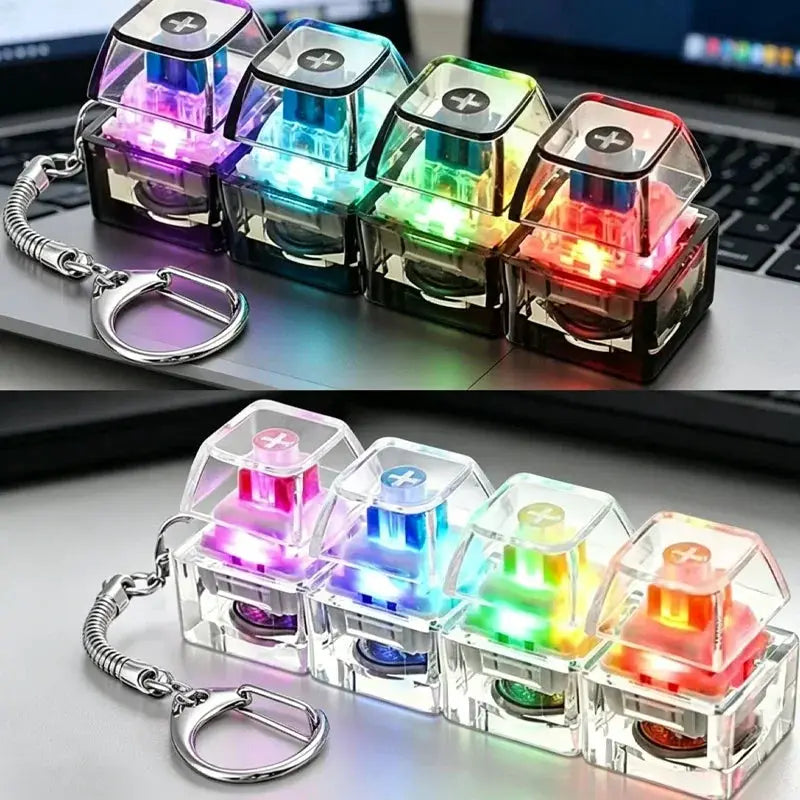 Keychain LED Lights Stress Relief Keyboard Toy For Office Desk Portable Anxiety Management Gift For Professionals