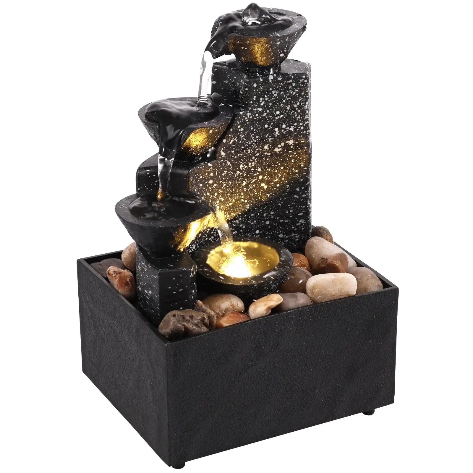 Tabletop Waterfall Fountain For Relaxation And Meditation Desktop Decor With Soft Ambient Lights And Mothers Day Gift